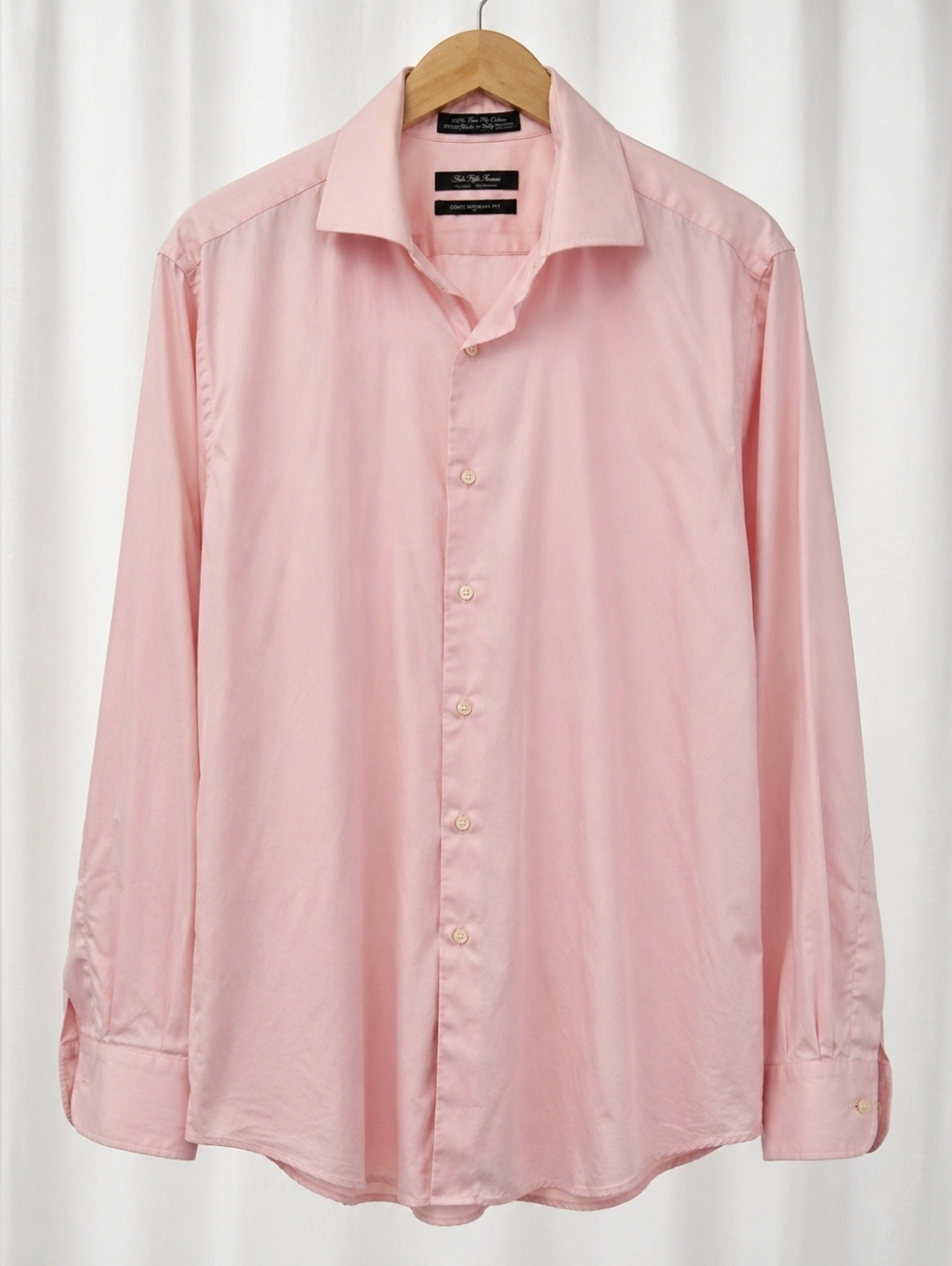Saks Fifth Avenue Pink Slim Fit Dress Shirt 16 32/33 No Iron Cotton